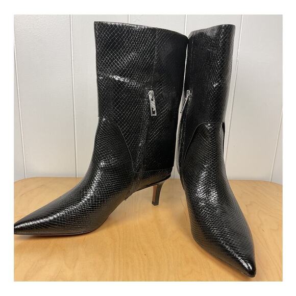 Franco Sarto Alberta Bootie in Black Lizard Womens Calf High Boots Kitten Heel - Picture 5 of 9